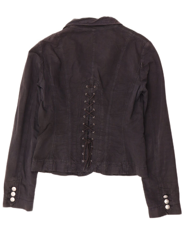 Liu Jo Womens 1 Button Blazer Jacket IT 46 Large Navy Blue Cotton