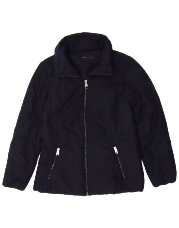Marks & Spencer Womens Padded Jacket UK 10 Small Navy Blue Polyester