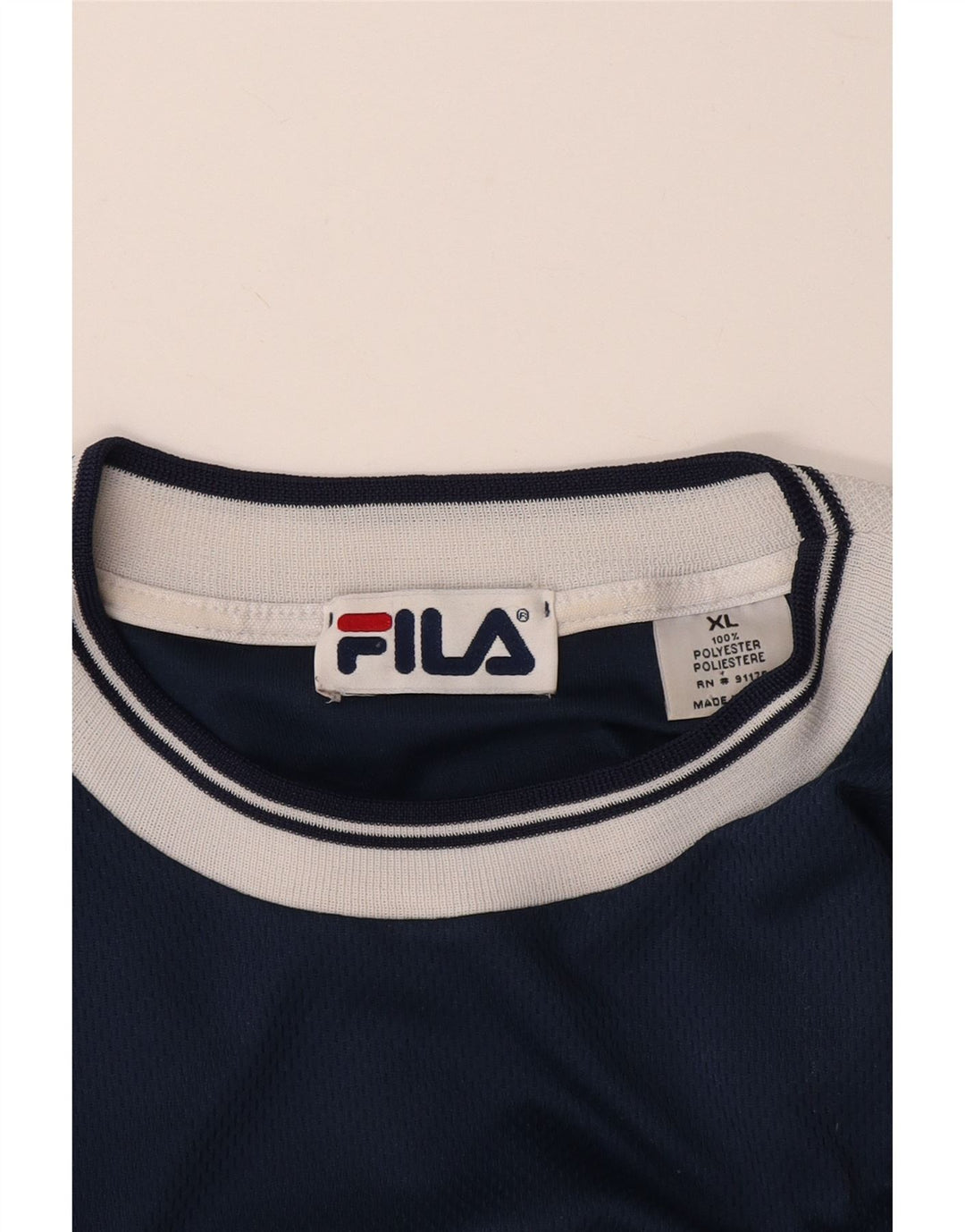FILA Mens T-Shirt Top XL Navy Blue Polyester