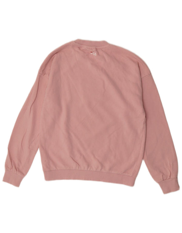 Fila Womens Graphic Sweatshirt Jumper UK 14 Medium Pink Cotton