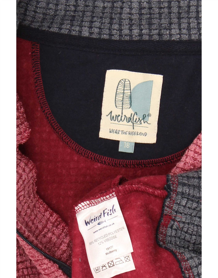 Weird Fish Womens Fleece Jacket UK 18 XL Red Colourblock Polyester
