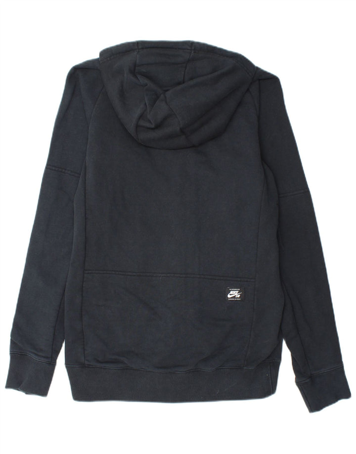 NIKE Mens Zip Hoodie Sweater Small Black Cotton