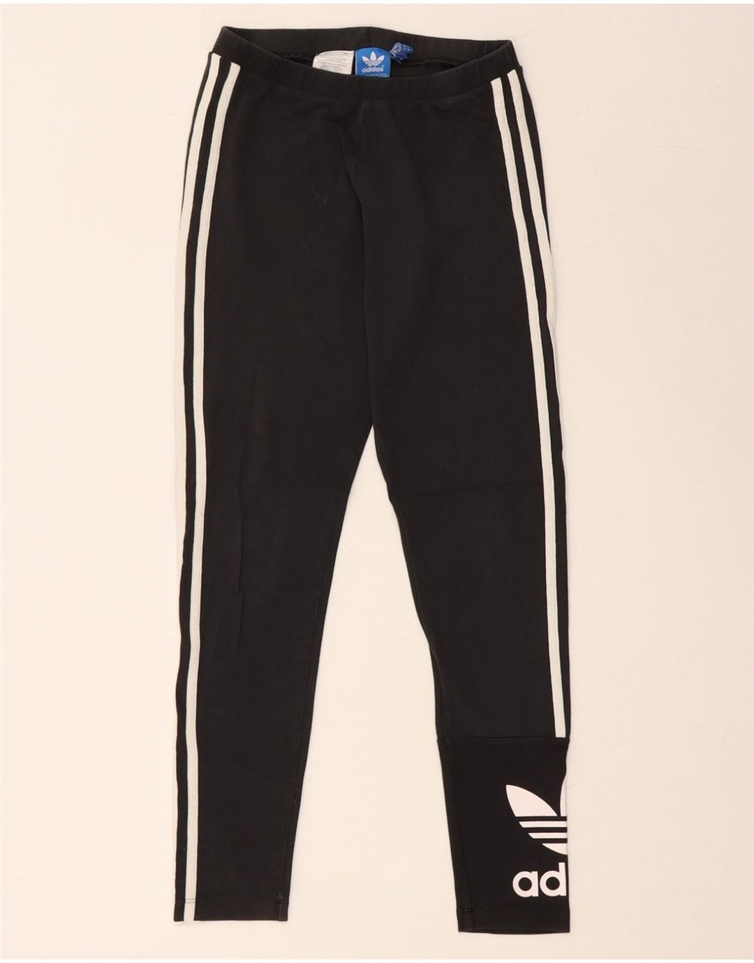 ADIDAS Womens Graphic Leggings UK 10 Small Black Cotton
