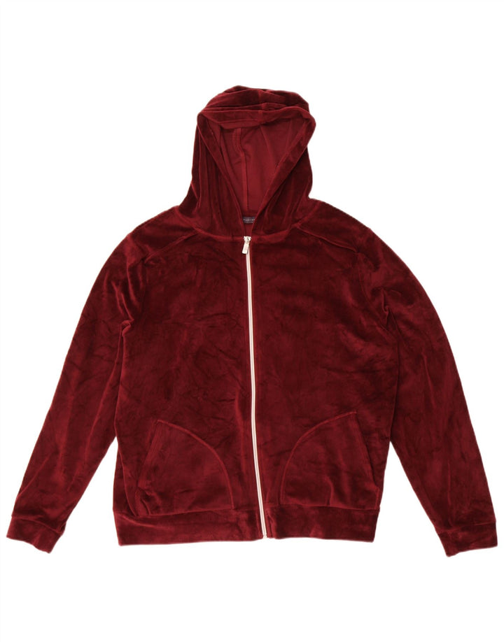 Marks & Spencer Womens Oversized Zip Hoodie Sweater UK 12 Medium Burgundy