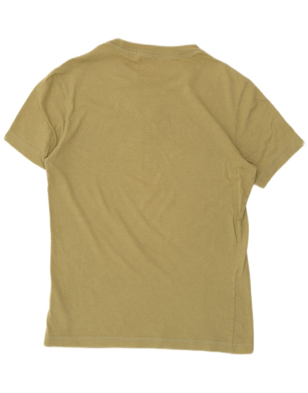 Calvin Klein Jeans Womens Graphic T-Shirt Top UK 6 XS Khaki Cotton
