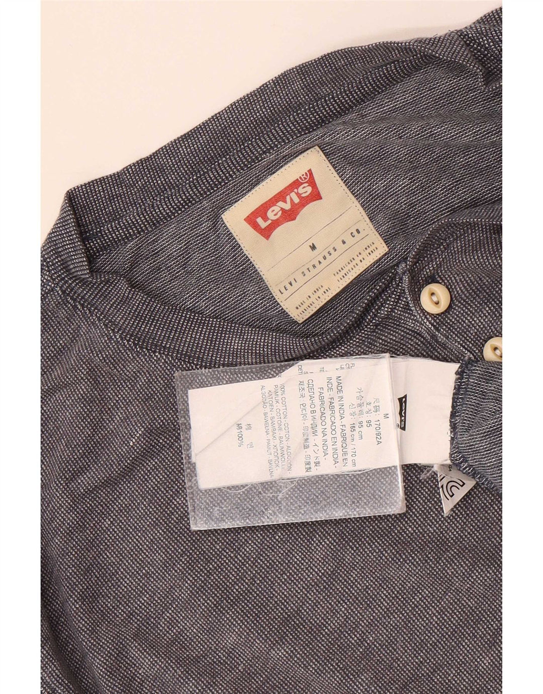Levi's Mens Top Long Sleeve Medium Grey Cotton