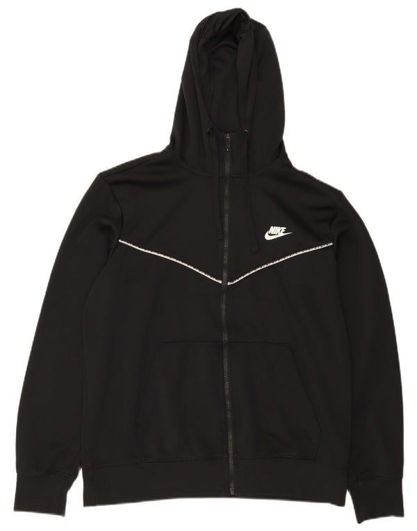 Nike Mens Zip Hoodie Sweater Large Black Polyester