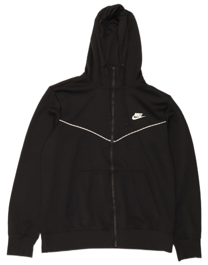 Nike Mens Zip Hoodie Sweater Large Black Polyester