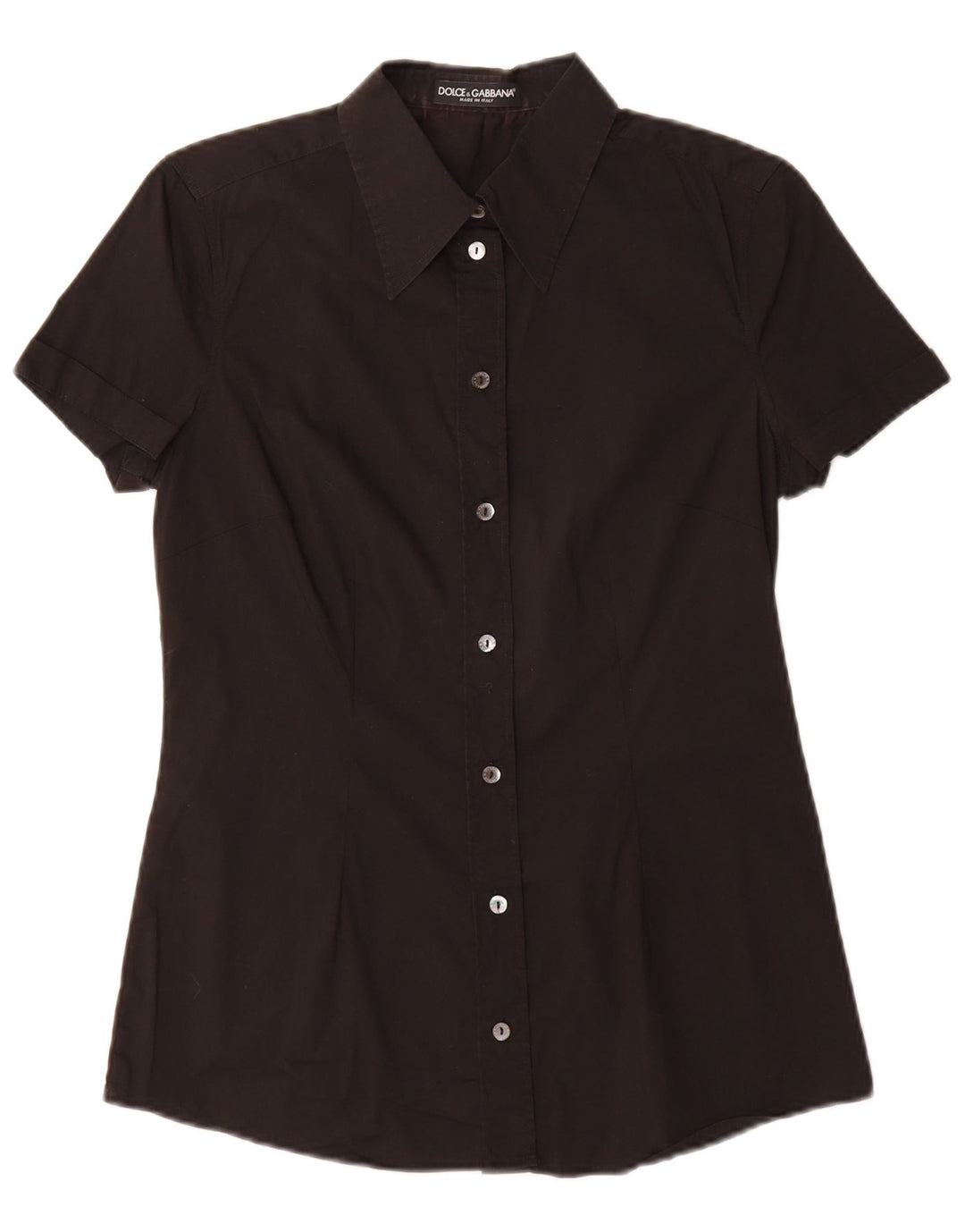 Dolce & Gabbana Womens Short Sleeve Shirt IT 42 Medium Black Cotton