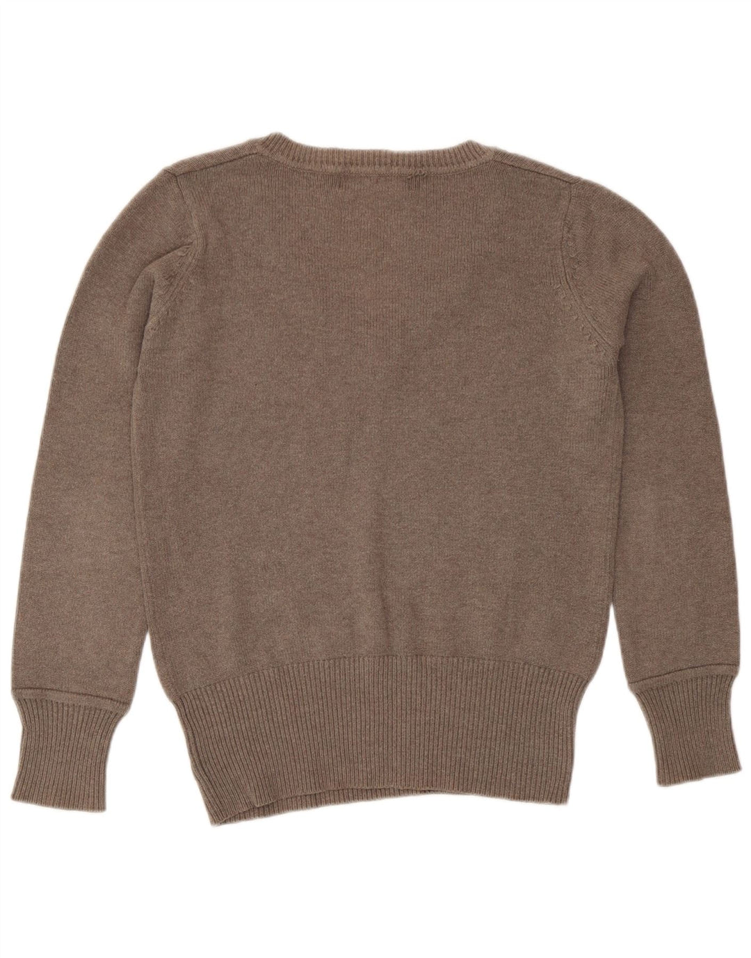 Zara Womens V-Neck Jumper Sweater UK 14 Medium Brown