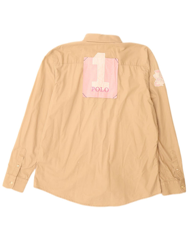 LA MARTINA Mens Graphic Shirt 2XL Beige Cotton