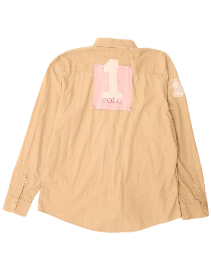 LA MARTINA Mens Graphic Shirt 2XL Beige Cotton