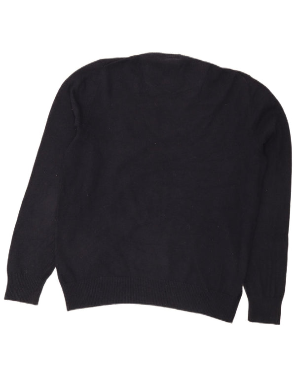 Fat Face Mens V-Neck Jumper Sweater Medium Navy Blue Cotton