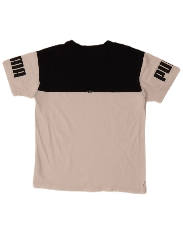 Puma Boys Graphic T-Shirt Top 13-14 Years White Colourblock Cotton