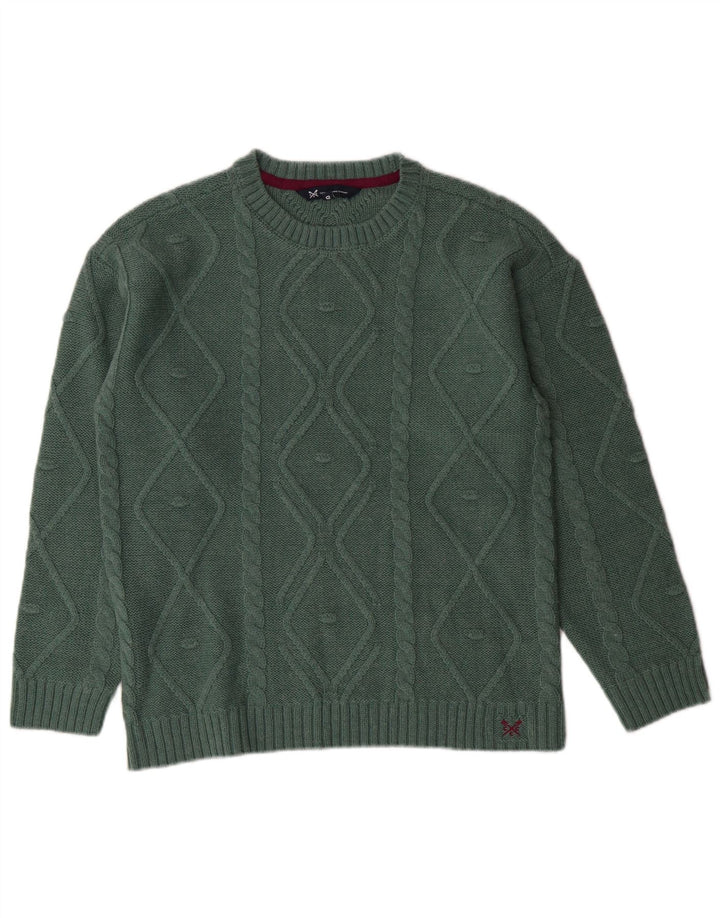 CREW CLOTHING Womens Oversized Crew Neck Jumper Sweater UK 10 Small  Green