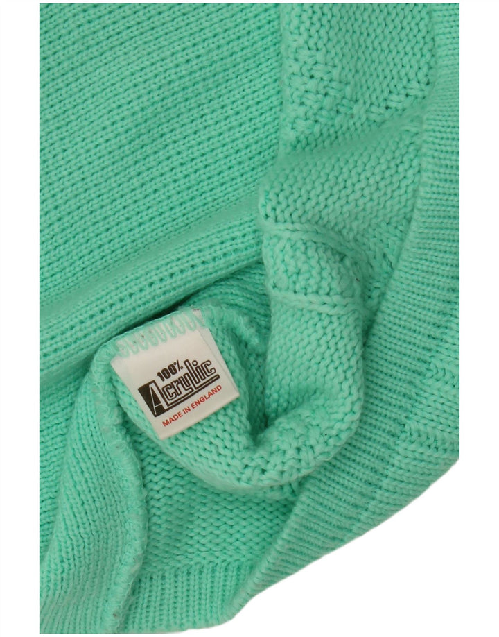 VINTAGE Womens V-Neck Jumper Sweater UK 18 XL Green Acrylic