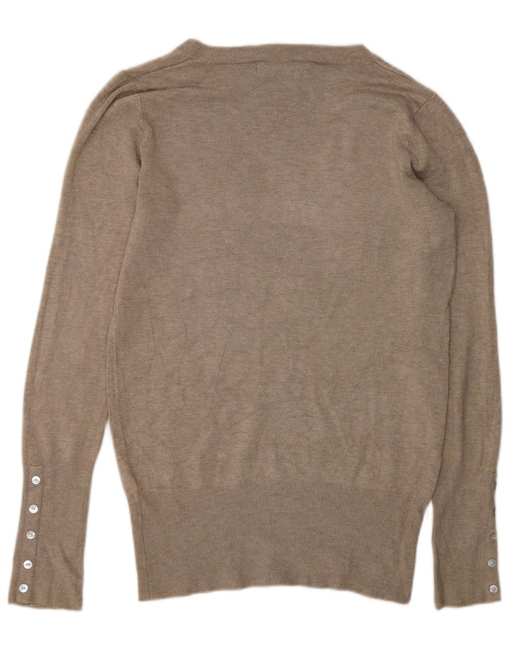 Zara Womens V-Neck Jumper Sweater UK 14 Medium Grey Rayon