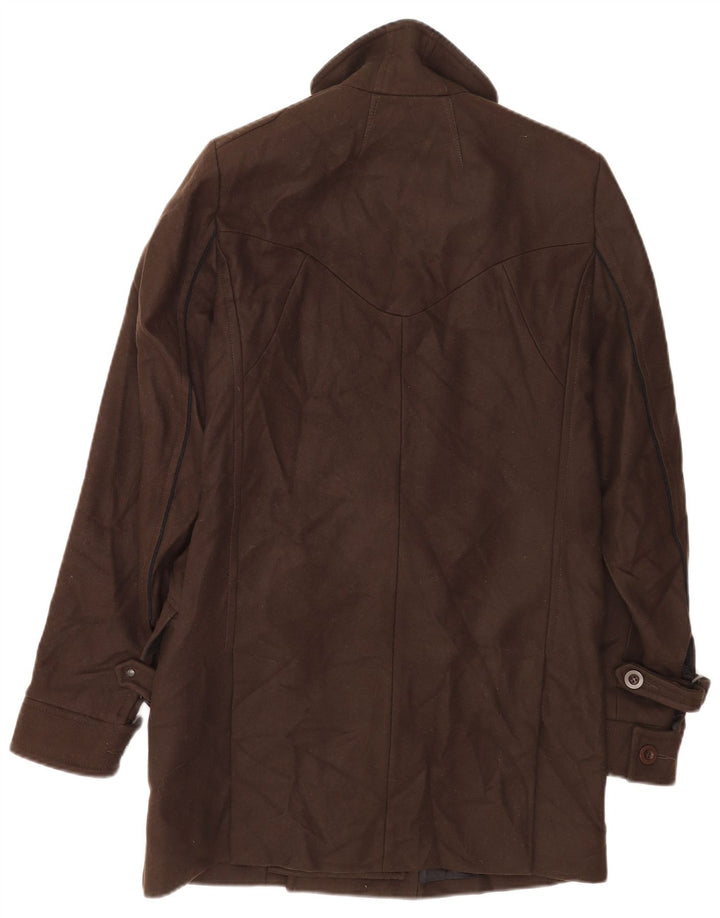 Reiss Mens Overcoat UK 38 Medium Brown Wool