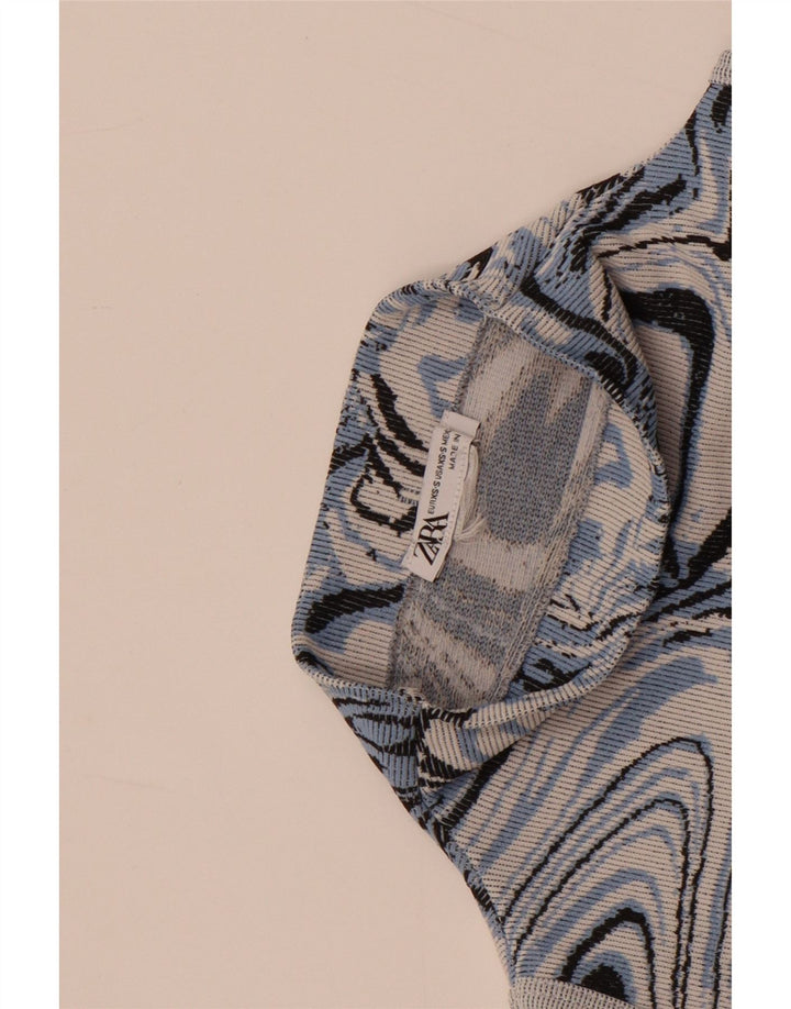 Zara Womens Abstract Pattern Sleeveless Bodycon Dress UK 4 XS Multicoloured