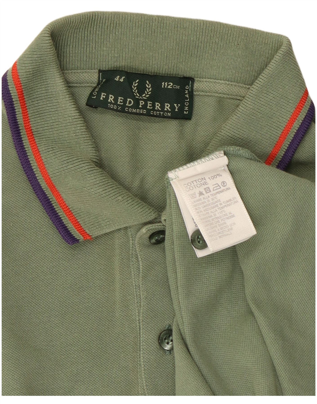 FRED PERRY Mens Polo Shirt Medium Green Cotton