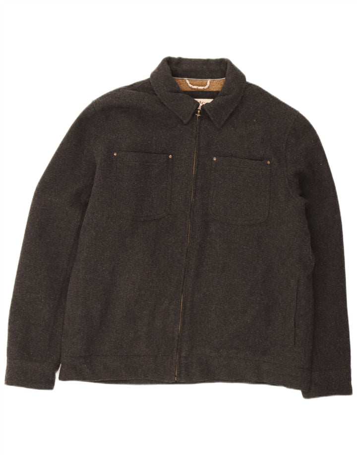 Fat Face Mens Sherpa Jacket UK 40 Large Grey Wool