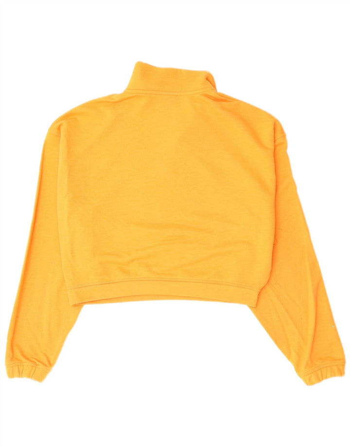 REEBOK Womens Crop Zip Neck Sweatshirt Jumper UK 14 Medium Orange