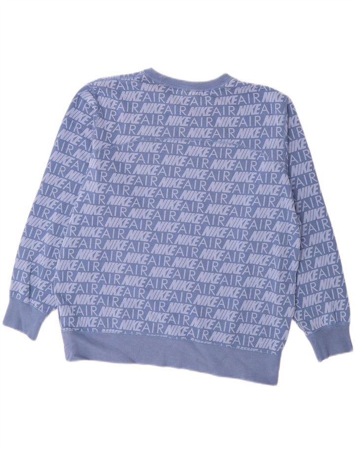 NIKE Womens Graphic Oversized Sweatshirt Jumper UK 14 Medium Blue Cotton