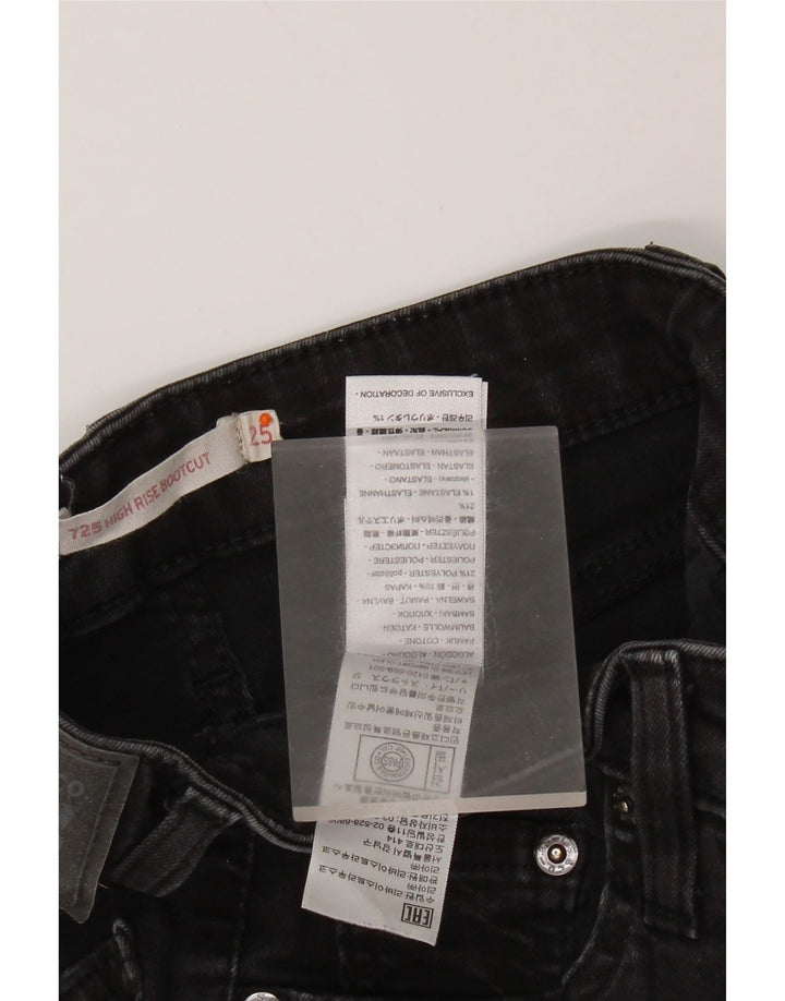 LEVI'S Womens 725 High Rise Bootcut Jeans W25 L32 Black Cotton