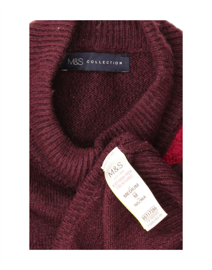 MARKS & SPENCER Womens Turtle Neck Jumper Sweater UK 14 Medium Burgundy Vintage Marks & Spencer and Second-Hand Marks & Spencer from Messina Hembry 