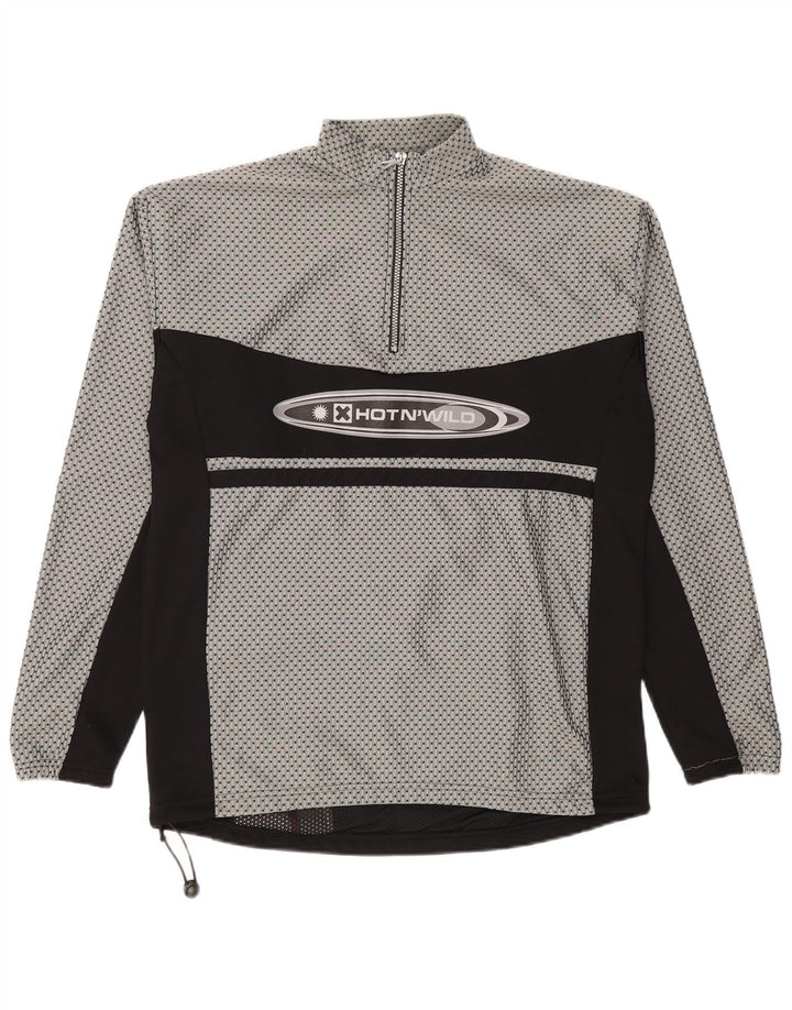 Vintage Mens Graphic Pullover Tracksuit Top IT 50 Medium Grey Colourblock
