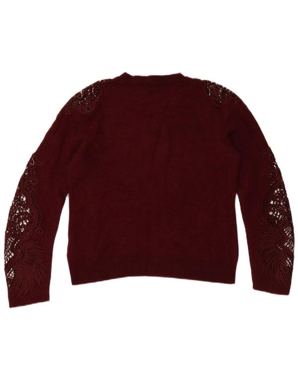 TED BAKER Womens Crew Neck Jumper Sweater Size 4 Large Burgundy