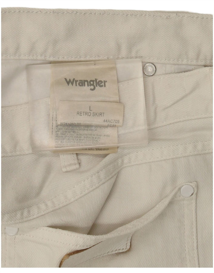 Wrangler Womens Mini Denim Skirt Large W36  White Cotton