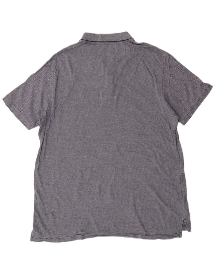 PENGUIN Mens Polo Shirt 2XL Blue Striped Cotton Classic