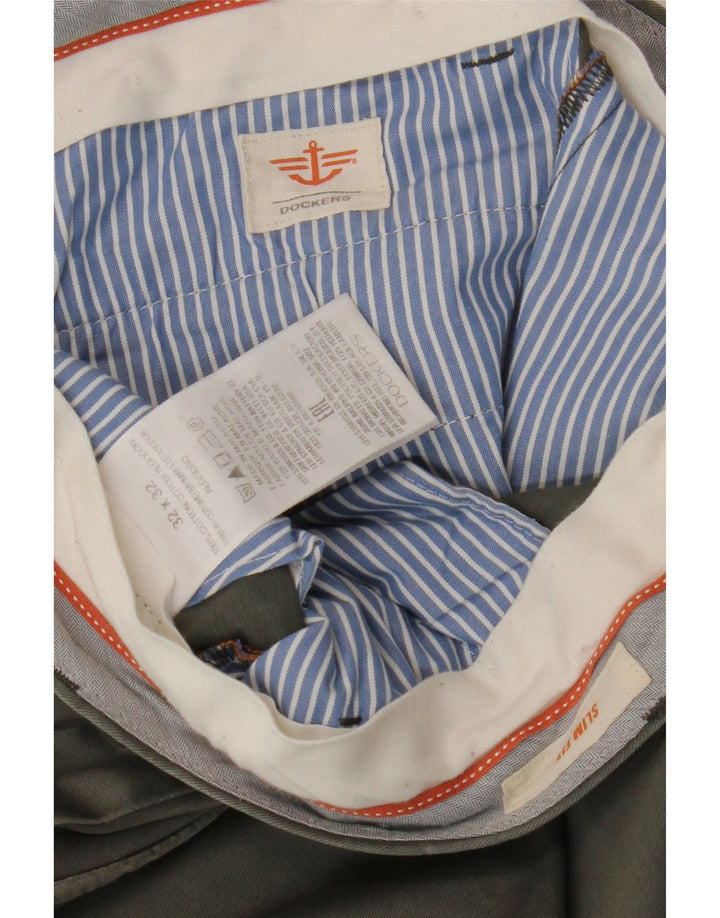 DOCKERS Mens Slim Fit Chino Trousers W32 L32 Khaki Cotton