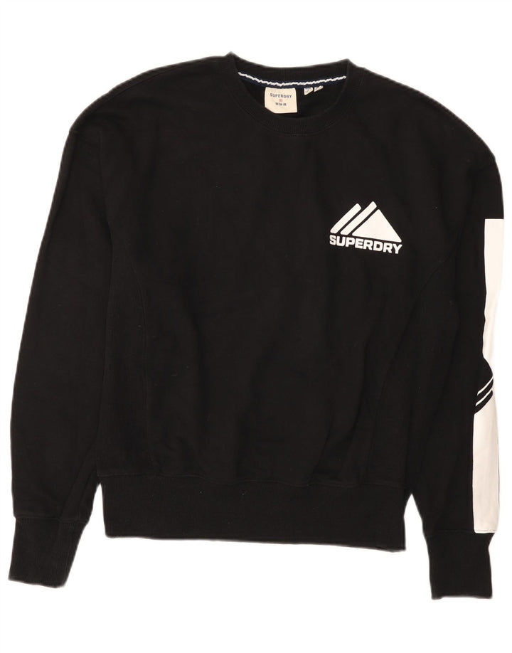 Superdry Womens Graphic Sweatshirt Jumper UK 12 Medium Black Colourblock