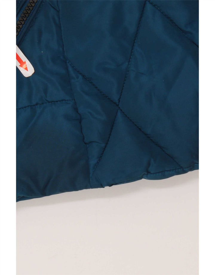 Marks & Spencer Womens Quilted Padded Jacket UK 12 Medium Blue Polyester
