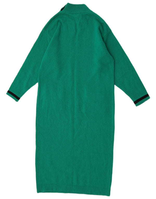 Stefanel Womens Jumper Dress UK 12 Medium Green Colourblock Virgin Wool