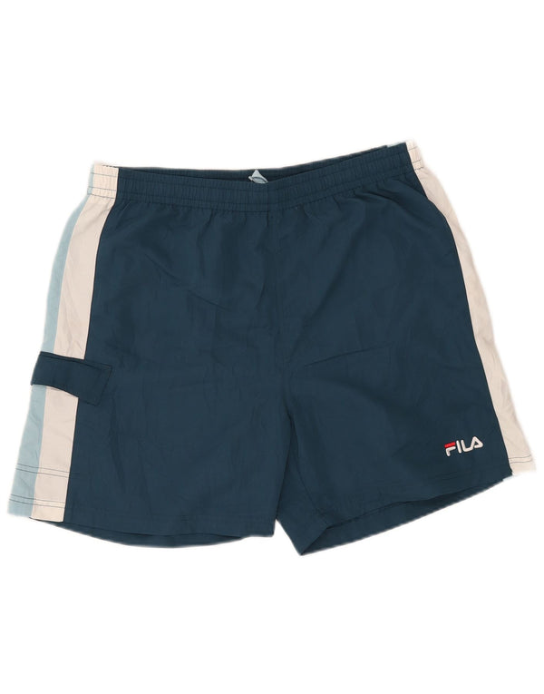 FILA Mens Swimming Shorts Large  Navy Blue Colourblock Polyester