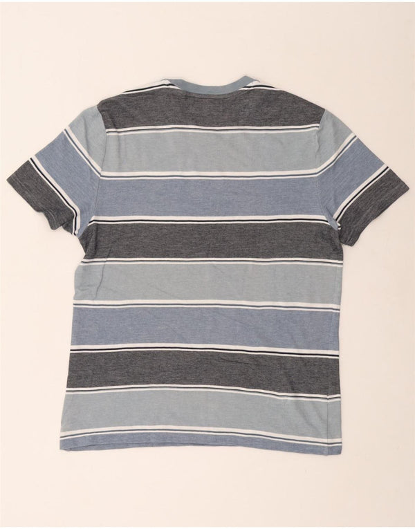 PENGUIN Mens T-Shirt Top Large Blue Striped Cotton