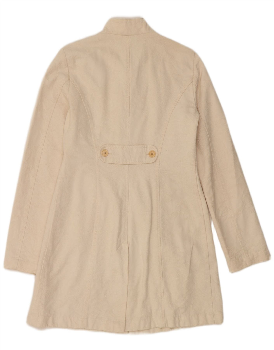 SISLEY Womens Overcoat IT 42 Medium Off White Cotton