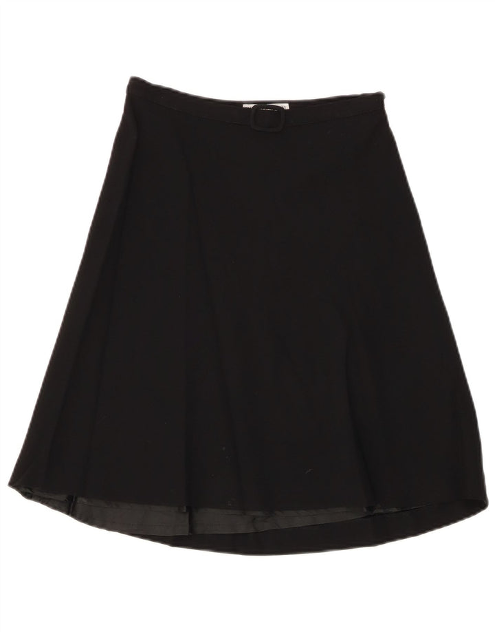 EMPORIO ARMANI Womens High Waist A-Line Skirt IT 40 Small W24  Black Wool
