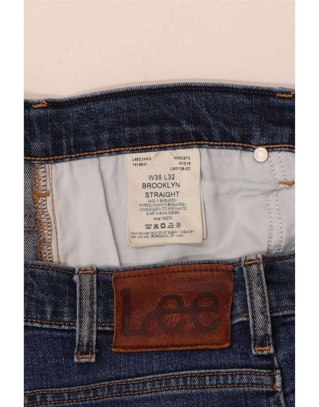 Lee Mens Brooklyn Straight Jeans W36 L32 Blue Cotton