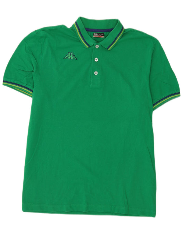 Kappa Mens Polo Shirt XL Green Striped Cotton