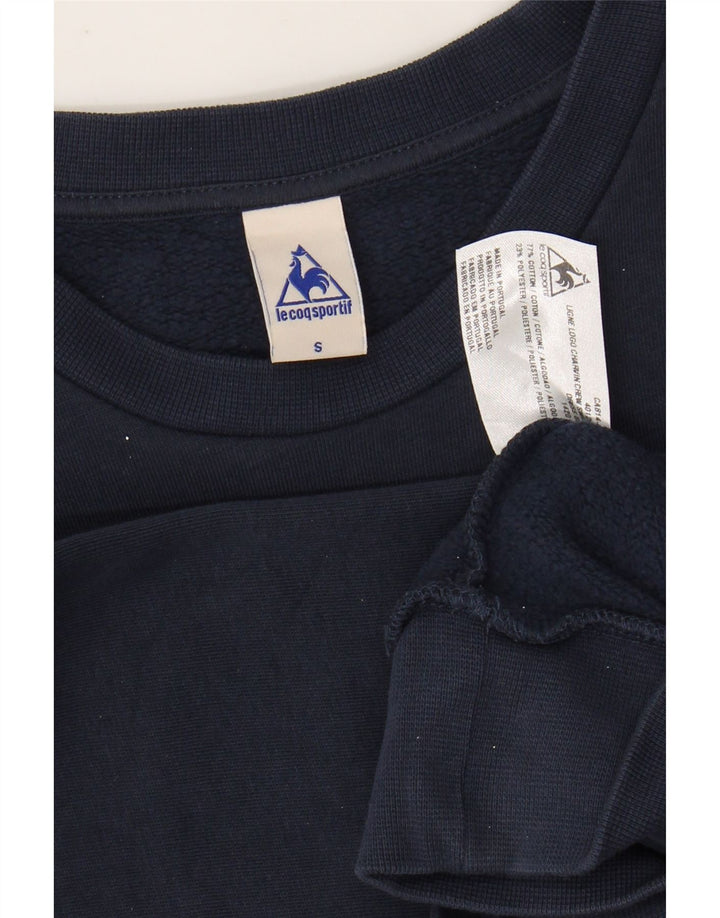 LE COQ SPORTIF Mens Graphic Sweatshirt Jumper Small Navy Blue Cotton