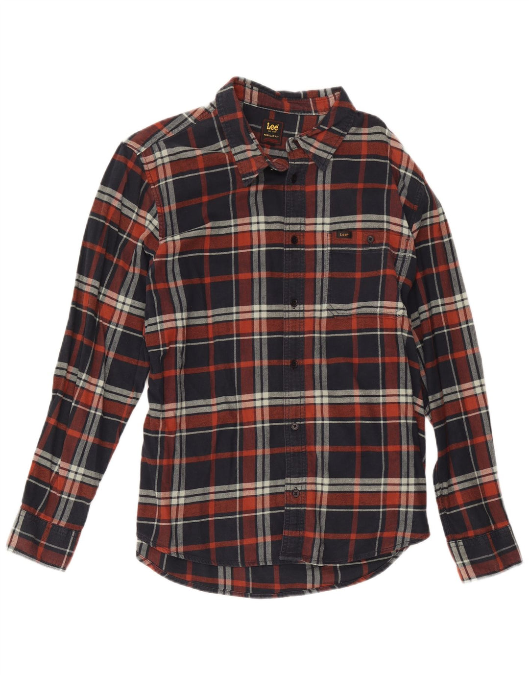 Lee Mens Regular Fit Flannel Shirt XL Navy Blue Check Cotton