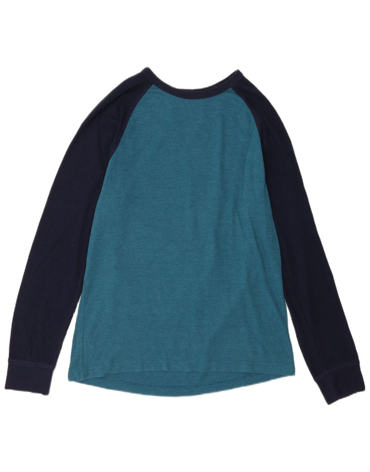 Gap Mens Top Long Sleeve Large Blue Colourblock Cotton