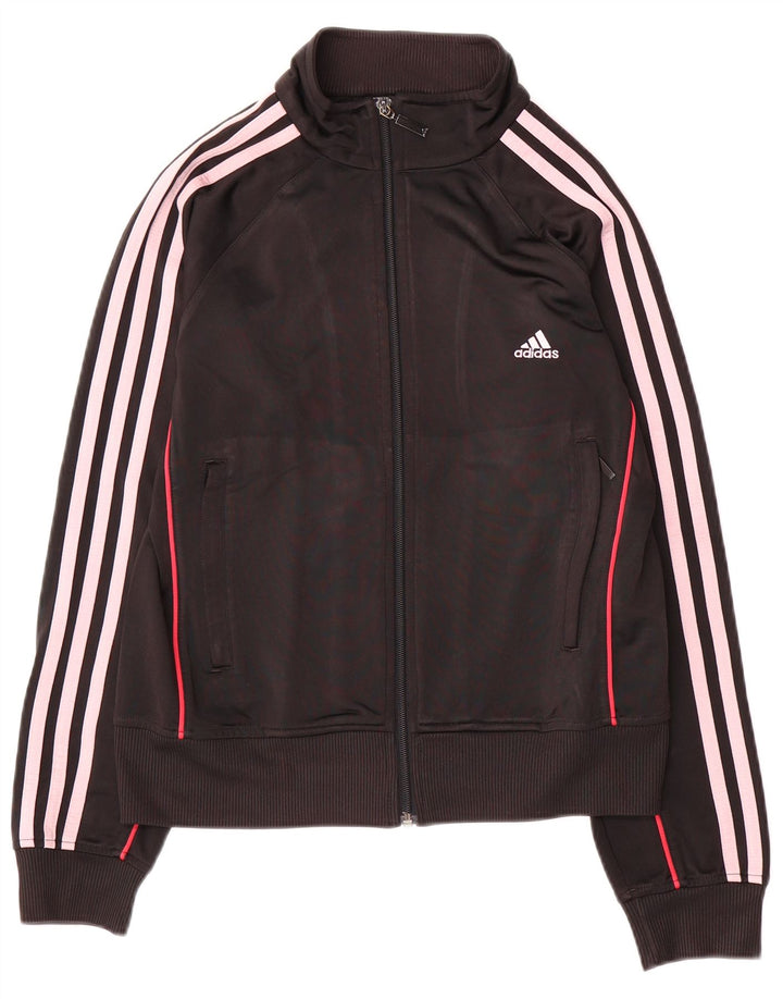Adidas Womens Tracksuit Top Jacket UK 12 Medium  Black Polyester