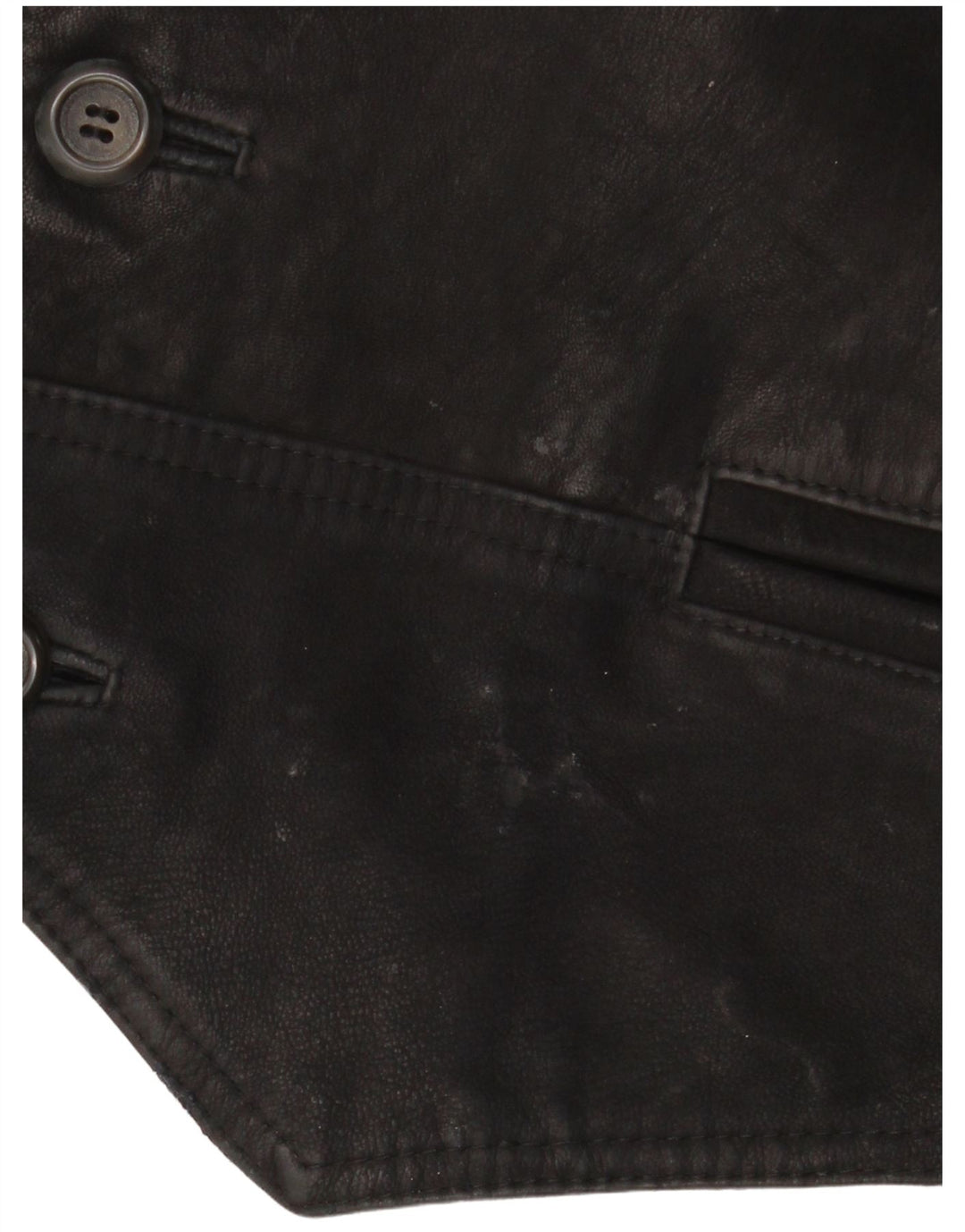 Vintage Mens Leather Waistcoat Large Black Patchwork