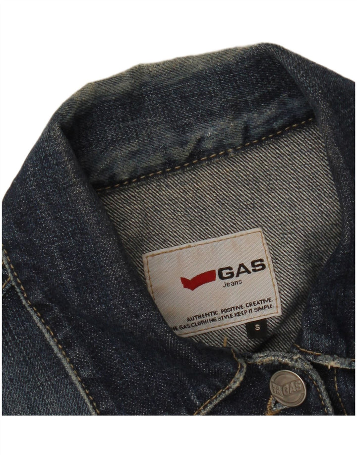 GAS Womens Crop Denim Jacket UK 10 Small Blue Cotton