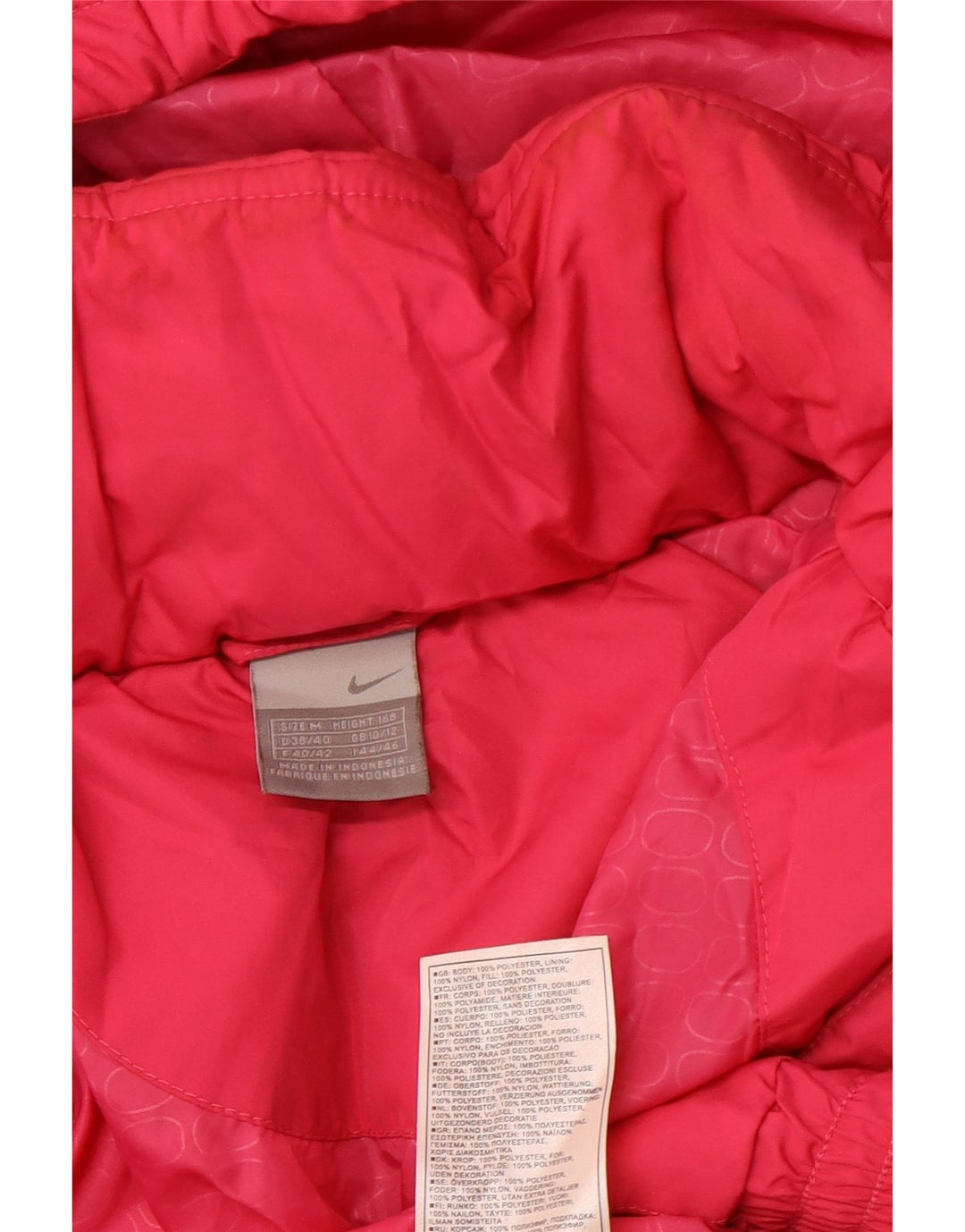 NIKE Womens Graphic Hooded Padded Jacket UK 10/12 Medium Pink Polyester